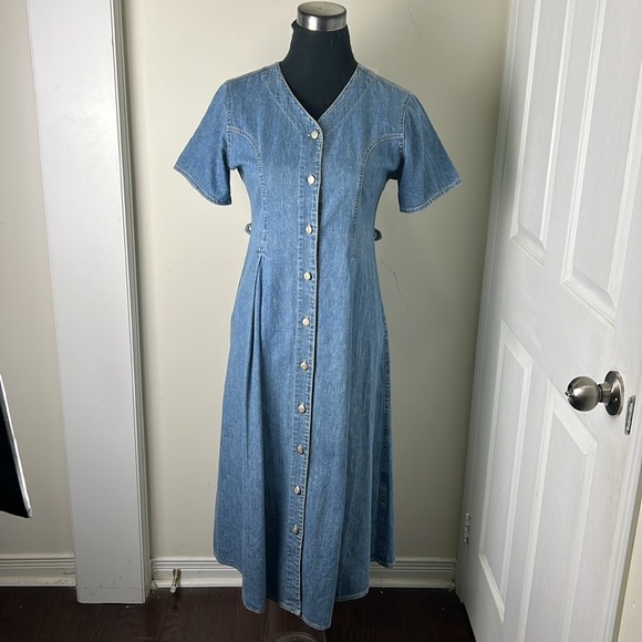 Vintage Denim Button Down Jeans Dress Size Small - Picture 11 of 16